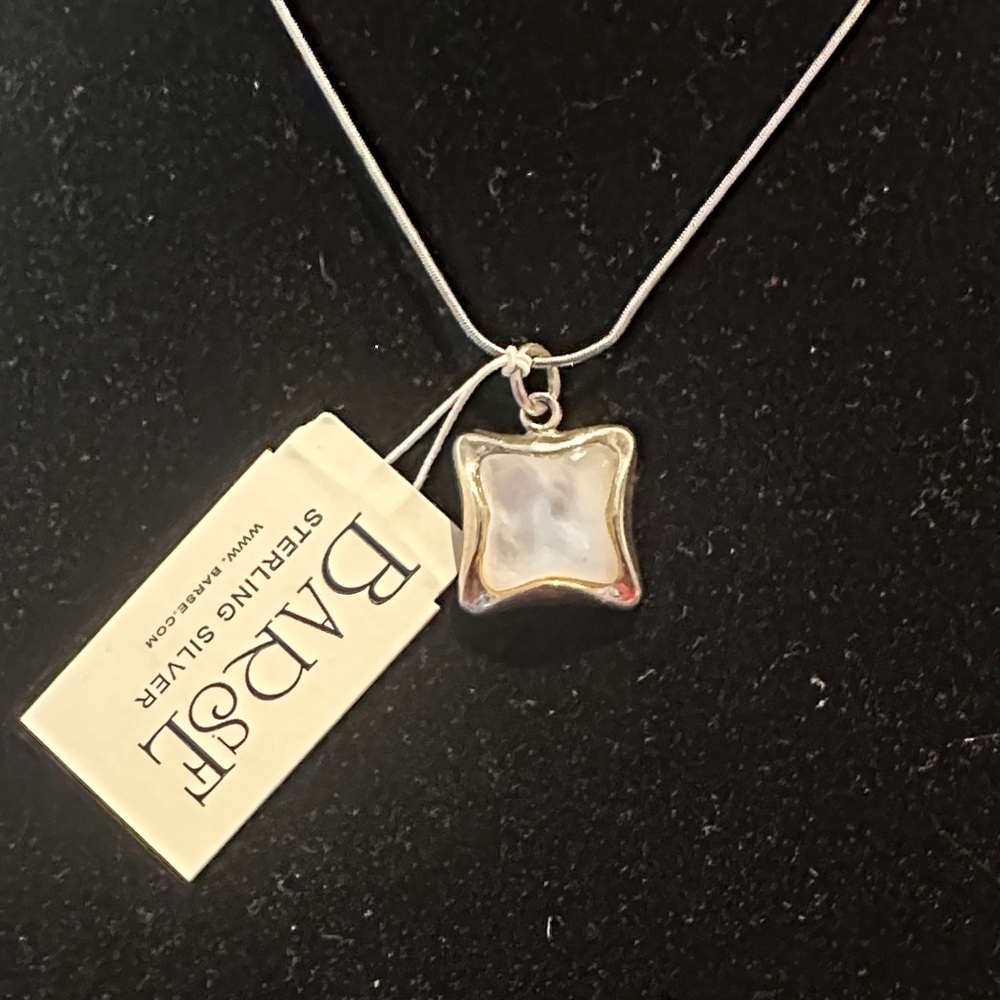 Studio Barse Silver Necklace with Iridescent Pendant NWT and vintage pearl ring